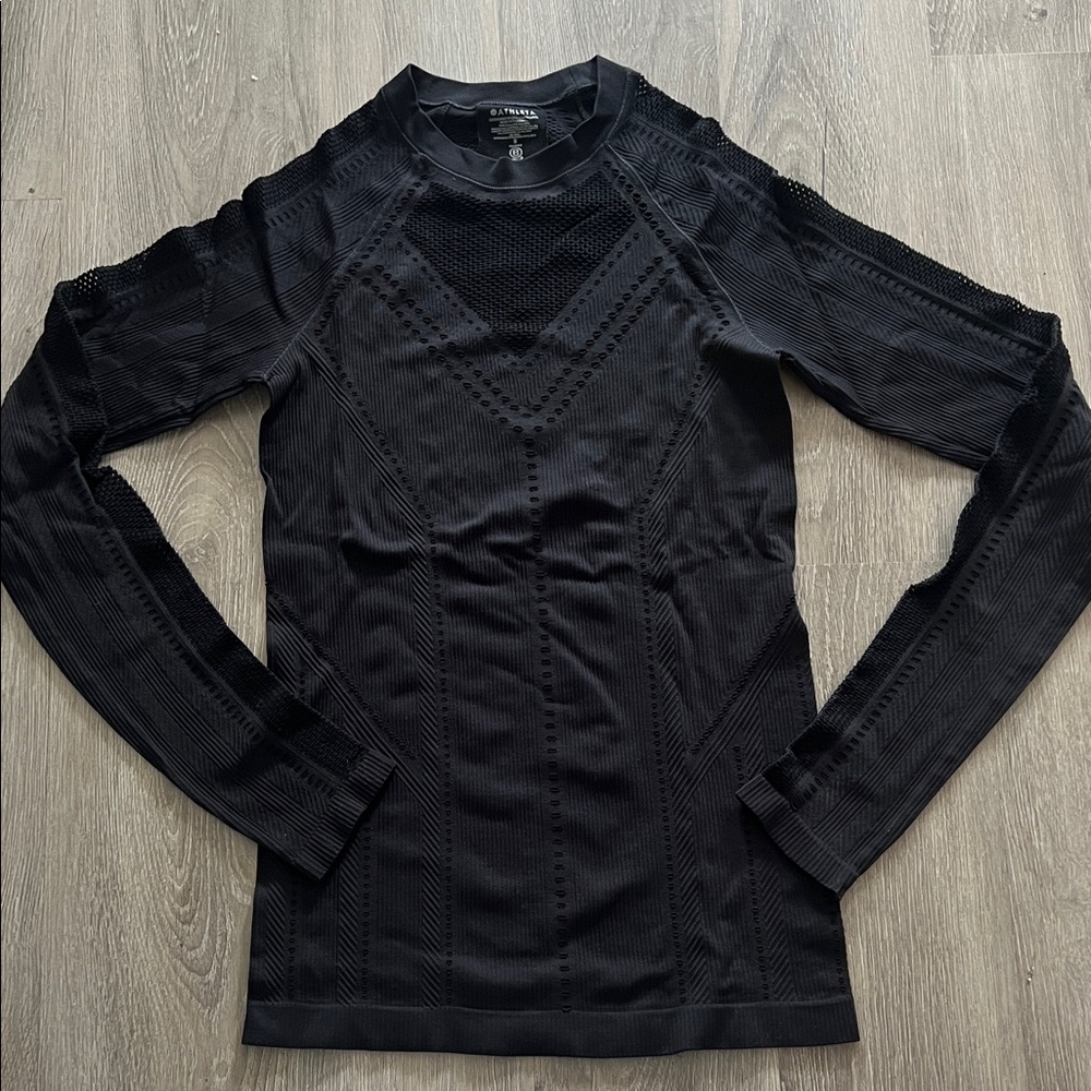 Athleta Black Long Sleeve Textured Top